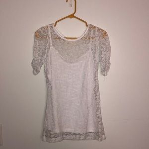 White lace top with white cami